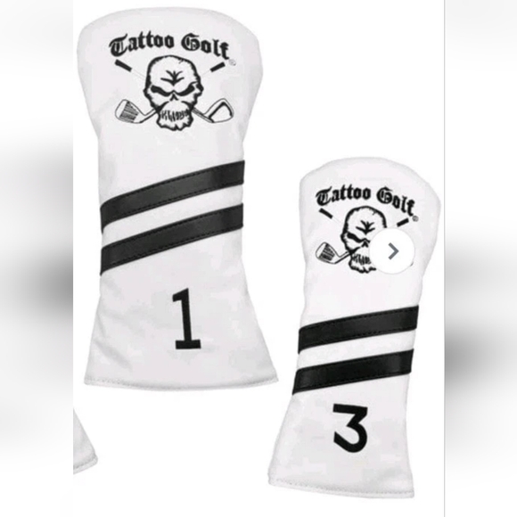 Tattoo Golf Other - Tattoo Golf White Vintage Headcover Golf Club Covers 1 3 Driver Embroidered Whit